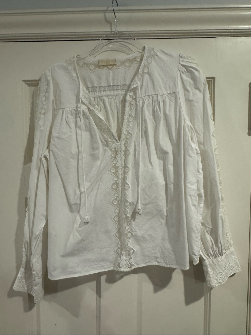 Ulla Johnson White Lace-Trim Peasant Top